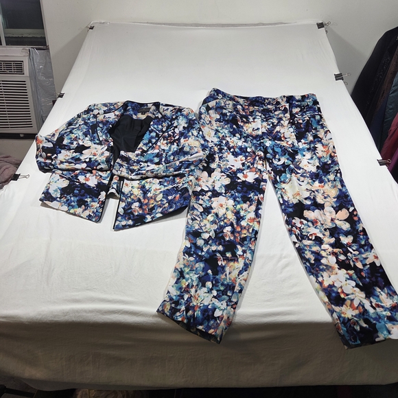 Worthington Pants - Worthington Pant Suit 90s Vintage Y2K Multicolor Floral Pantsuit Pleated